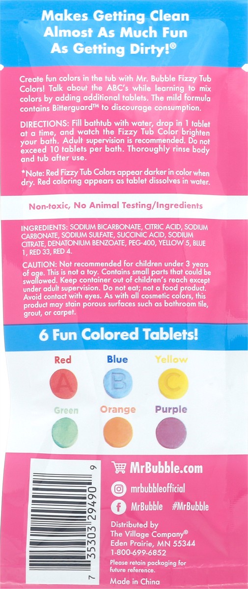 slide 5 of 9, Mr. Bubble Fizzy Tub Colors Water Coloring Tablets 9 ea, 9 ct