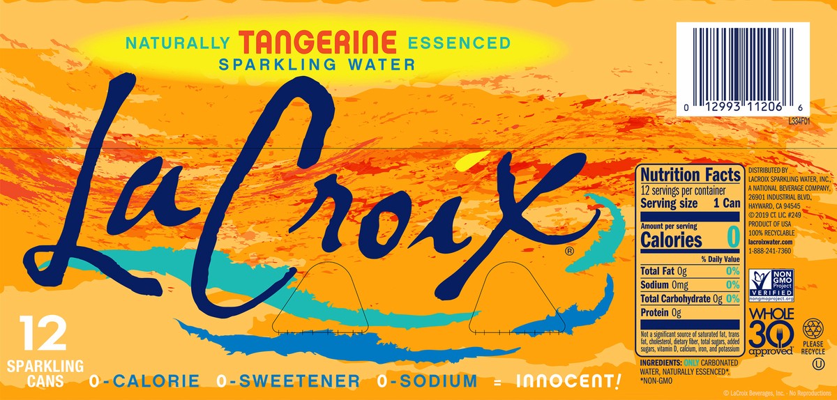 slide 6 of 6, La Croix Tangerine 12 Pack 12oz, 12 ct; 12 fl oz