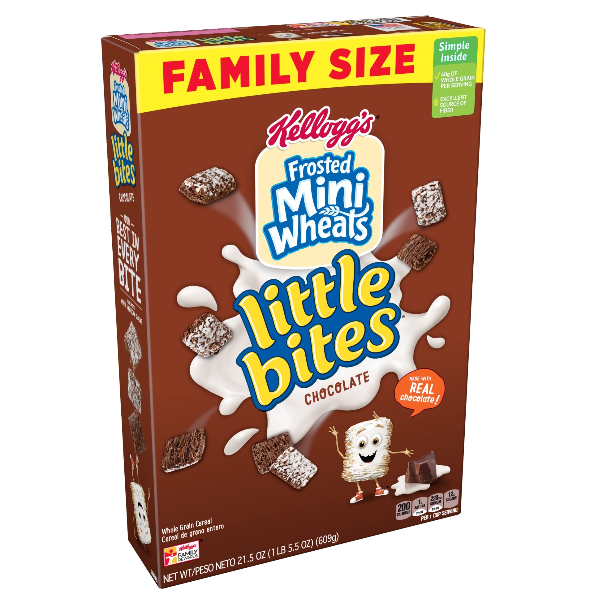 slide 1 of 5, Kellogg's Frosted Mini-Wheats Little Bites Breakfast Cereal Chocolate Family Size, 21.5 oz