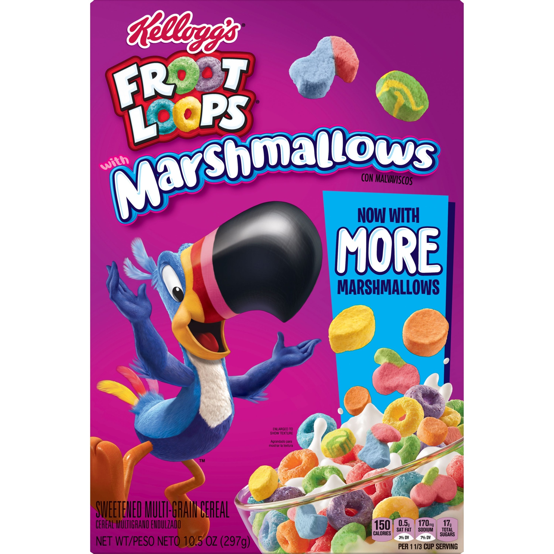 slide 2 of 7, Fruit Loops with Fruity Shaped Marshmallows Breakfast Cereal - Kellogg's, 12.6 oz