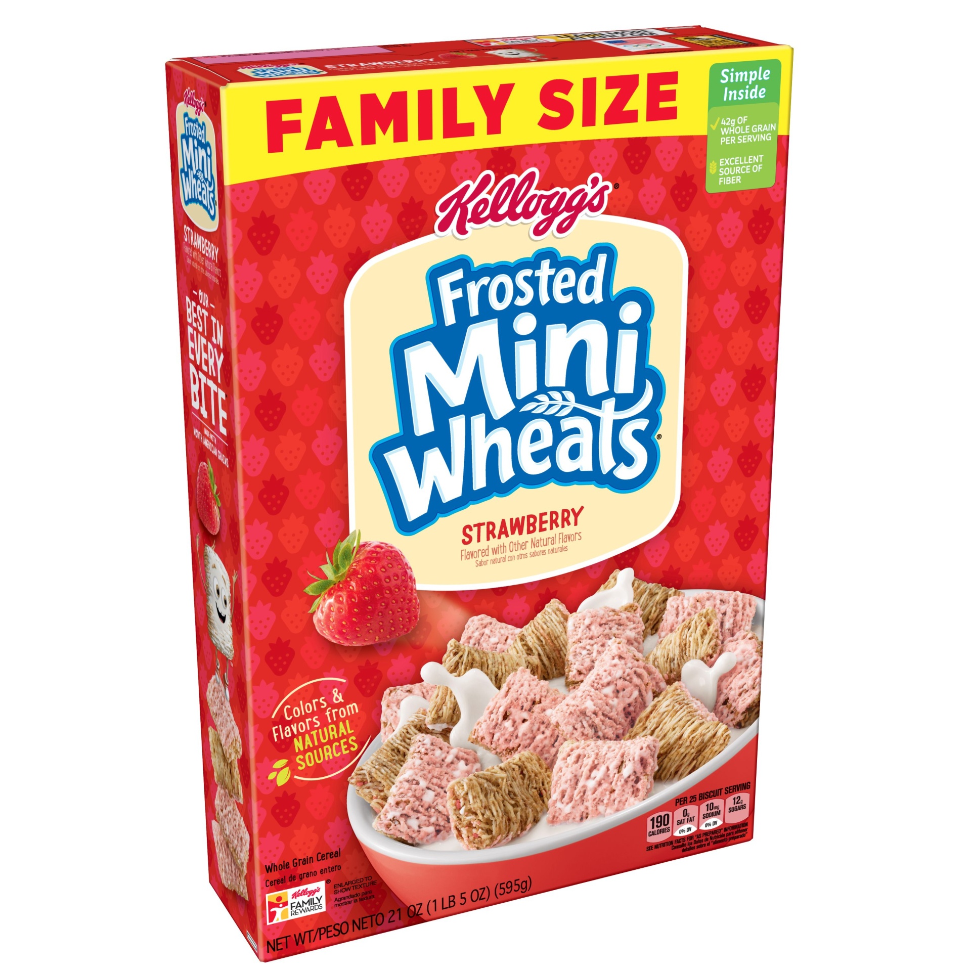 slide 1 of 5, Kellogg's Frosted Mini Wheats Strawberry Cereal, 21 oz