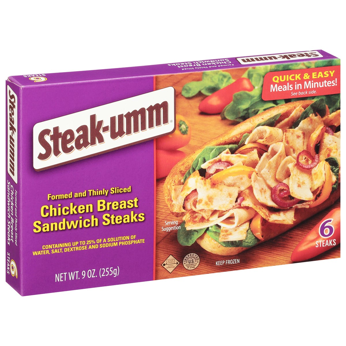 slide 2 of 9, Steak-umm Chicken Breast Sandwich Steaks 6 ea, 6 ct