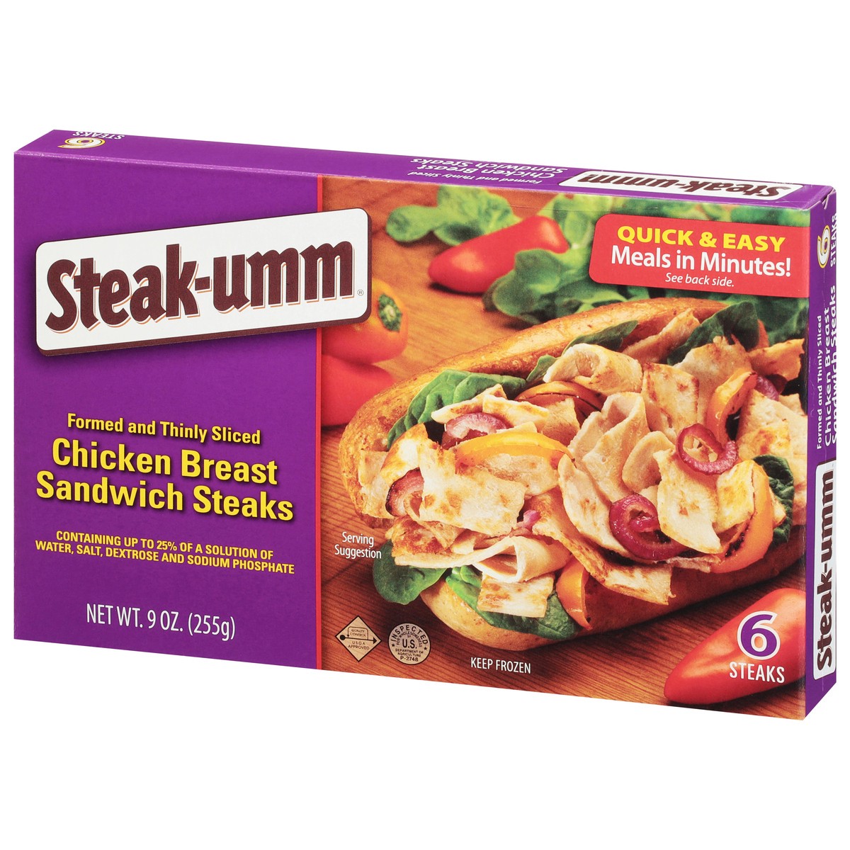 slide 3 of 9, Steak-umm Chicken Breast Sandwich Steaks 6 ea, 6 ct