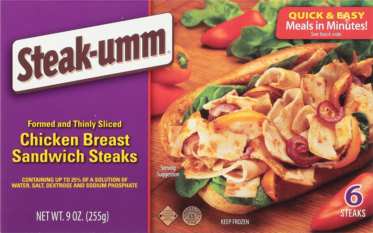 slide 6 of 9, Steak-umm Chicken Breast Sandwich Steaks 6 ea, 6 ct