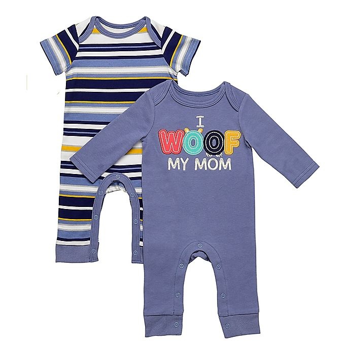 slide 1 of 1, Baby Starters Woof Stripe Coveralls, 2 ct