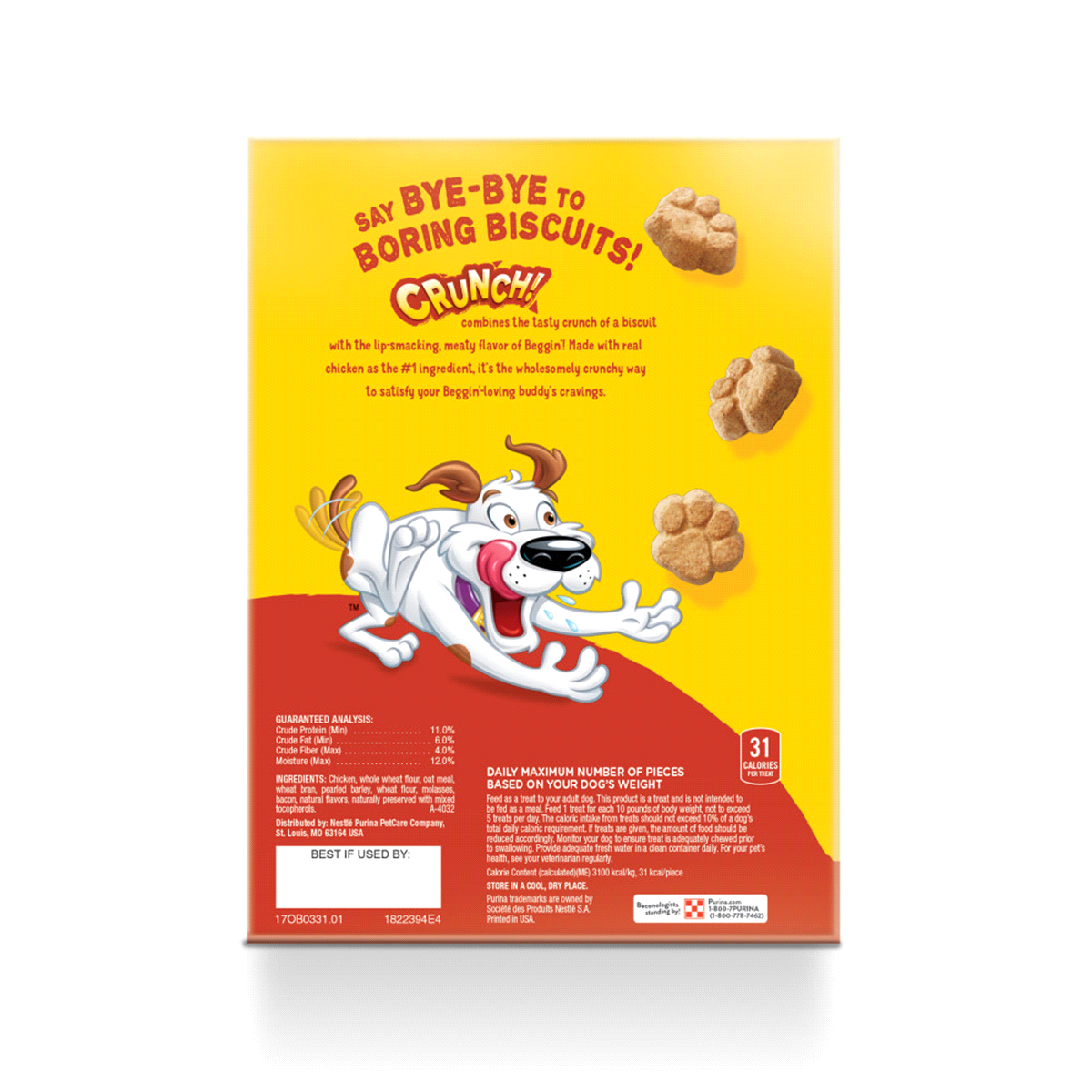 slide 5 of 8, Purina Beggin Crunch Chicken Bacon Dog Treats Pouch, 48 oz