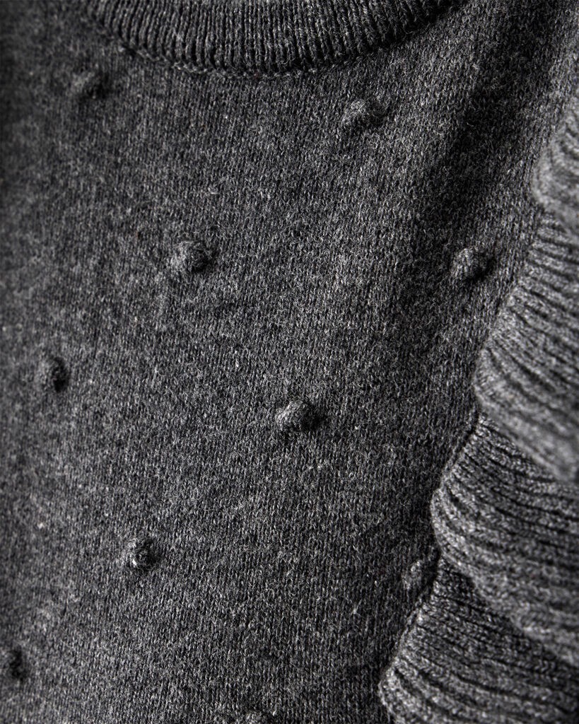 slide 2 of 2, Carter's Baby Girl Ruffle Cotton Long-Sleeve Bodysuit - Grey Grey 24M, 1 ct