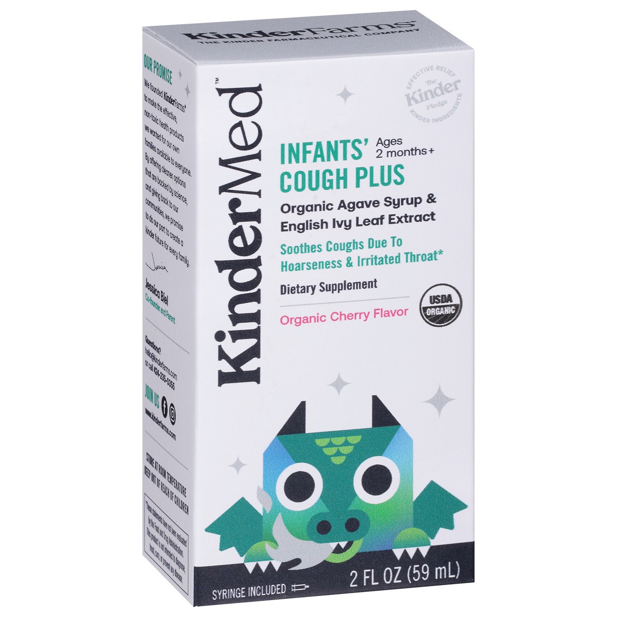 slide 5 of 9, KinderMed Ages 2 Months+ Natural Cherry Flavor Infants' Cough Plus 2 fl oz, 2 fl oz