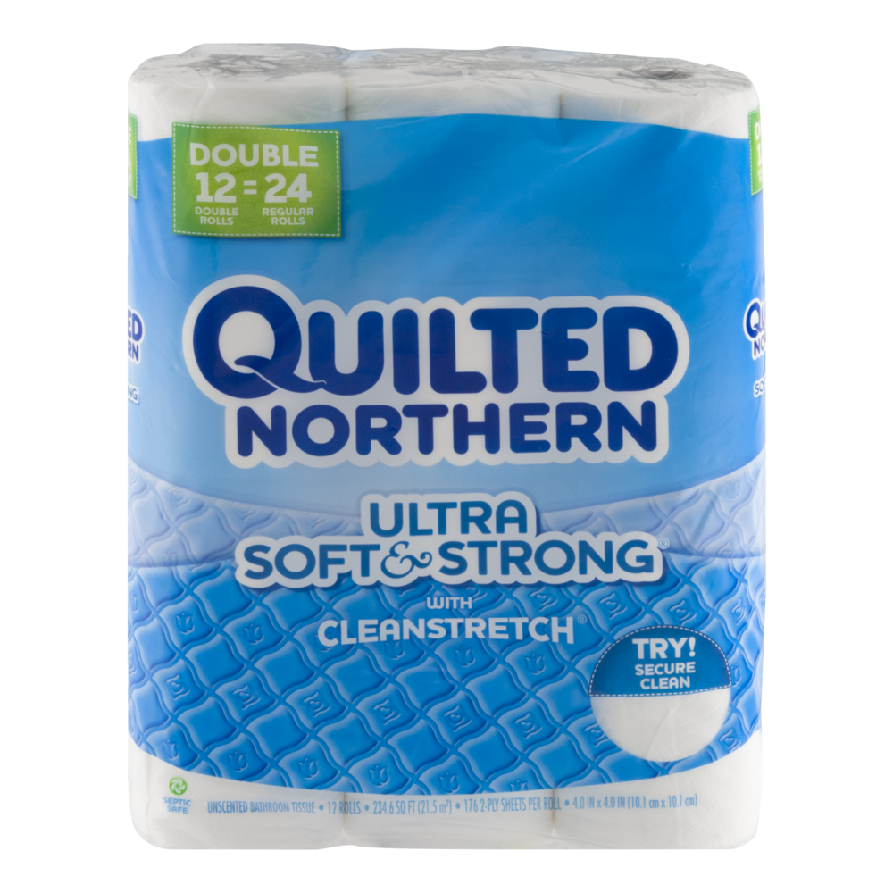 slide 1 of 1, Quilted Northern Ultra Soft & Strong Bathroom Tissue, Unscented, Double Rolls, 2-Ply, 12 ct