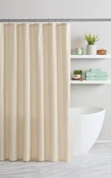 HD Design Whitney Polyester Fabric Shower Curtain - Beige
