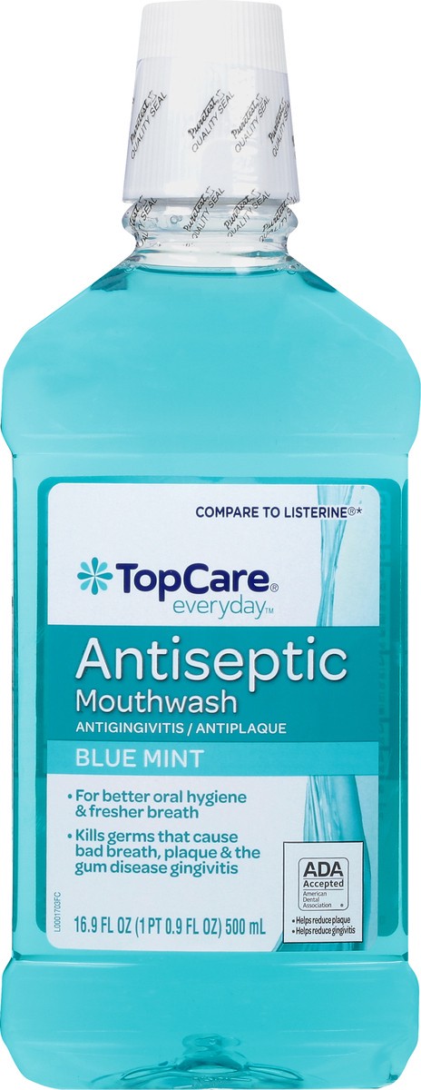 slide 10 of 12, Topcare Everyday Antiseptic Blue Mint Mouthwash 16.9 oz Bottle, 16.89 fl oz