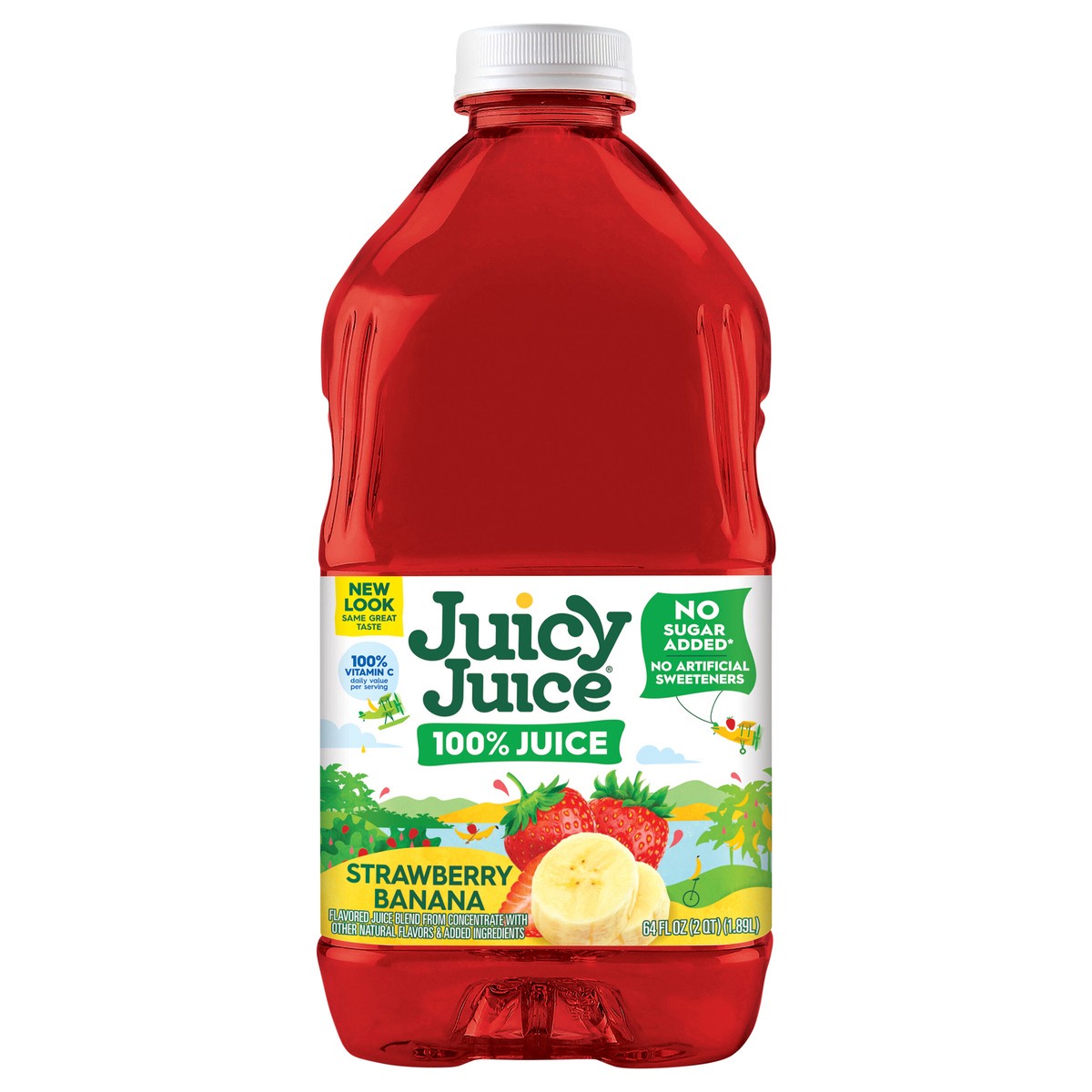 slide 1 of 13, Juicy Juice 100% Juice, Strawberry Banana, 64 Fl Oz Bottle, 64 fl oz