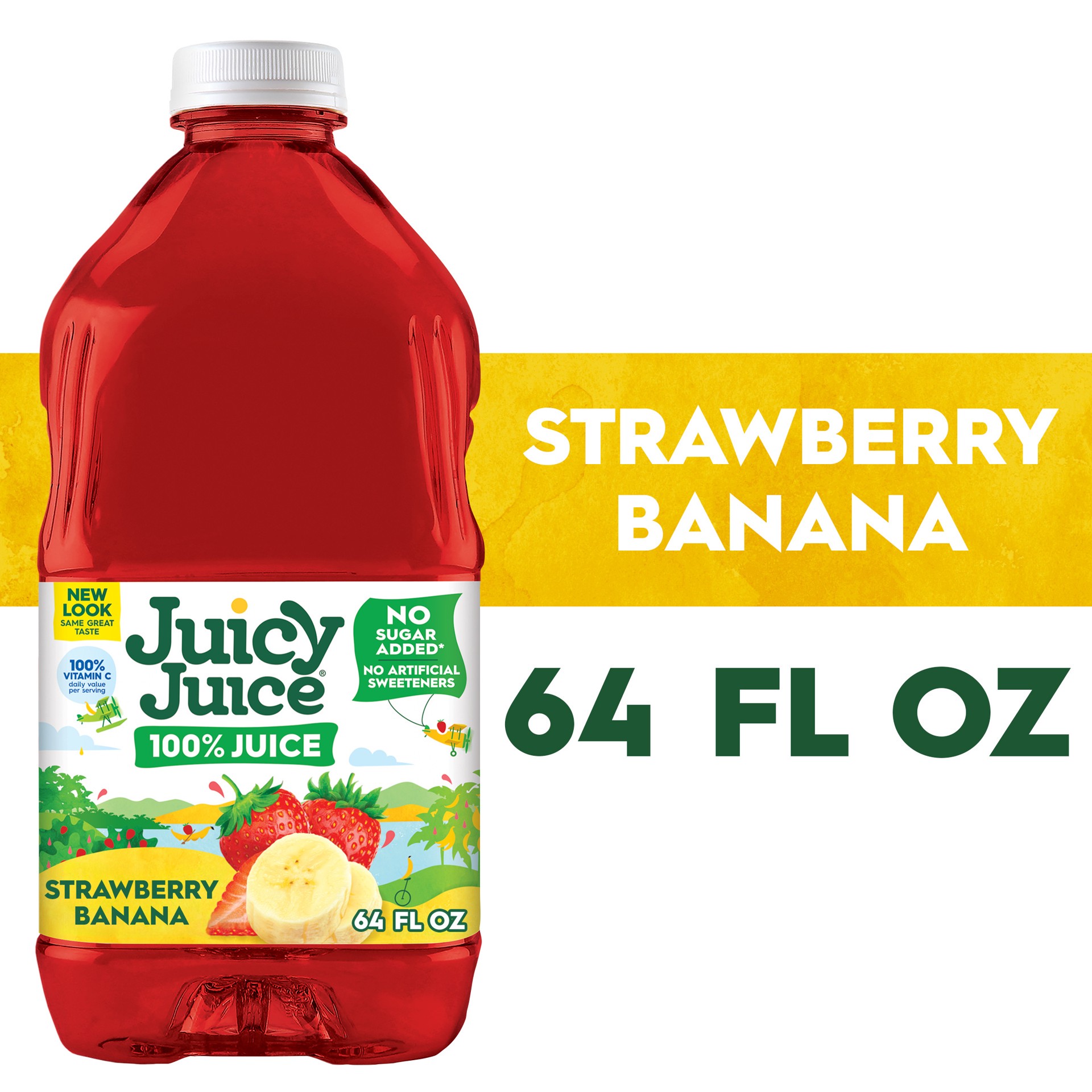 slide 1 of 13, Juicy Juice 100% Juice, Strawberry Banana, 64 FL OZ Bottle, 64 oz