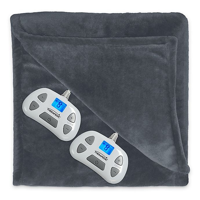 slide 2 of 5, Therapedic Silky Plush Full Warming Blanket - Ash, 1 ct