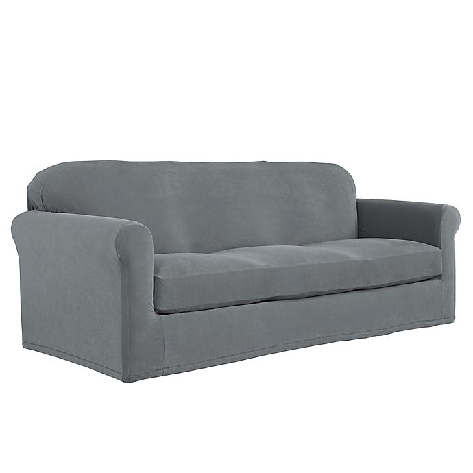 slide 2 of 3, Perfect Fit NeverWet Luxury Sofa Slipcover - Grey, 2 ct