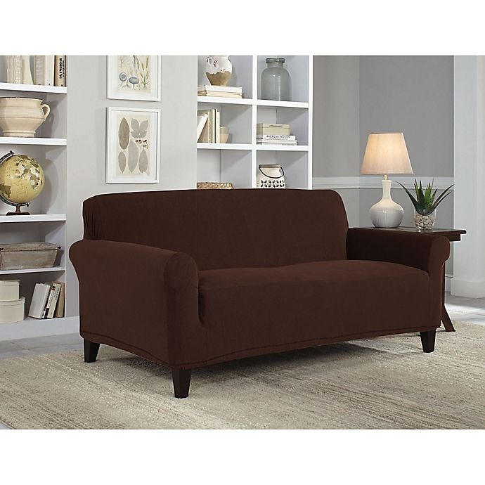 slide 1 of 3, Perfect Fit NeverWet Luxury Loveseat Slipcover - Chocolate, 1 ct