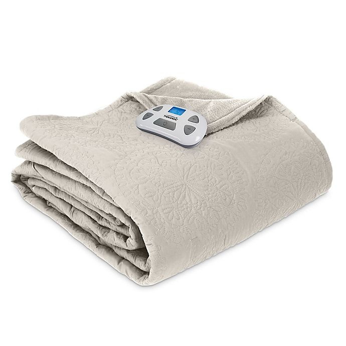 slide 4 of 6, Therapedic Quilted Medallion Warming Twin Blanket - Taupe, 1 ct