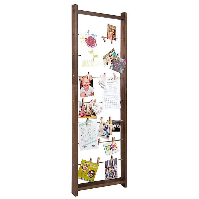 slide 2 of 3, Burnes of Boston Ladder Collage Frame with Clips - Walnut, 5 ft