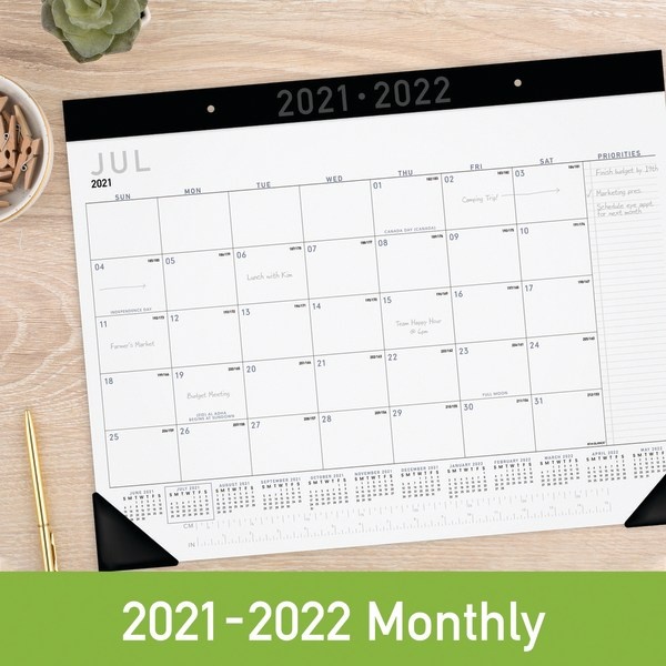 slide 5 of 5, At-A-Glance Contemporary Academic Monthly Desk Pad Calendar, 21-3/4'' X 17'', July 2021 To June 2022, Ay24X00, 1 ct