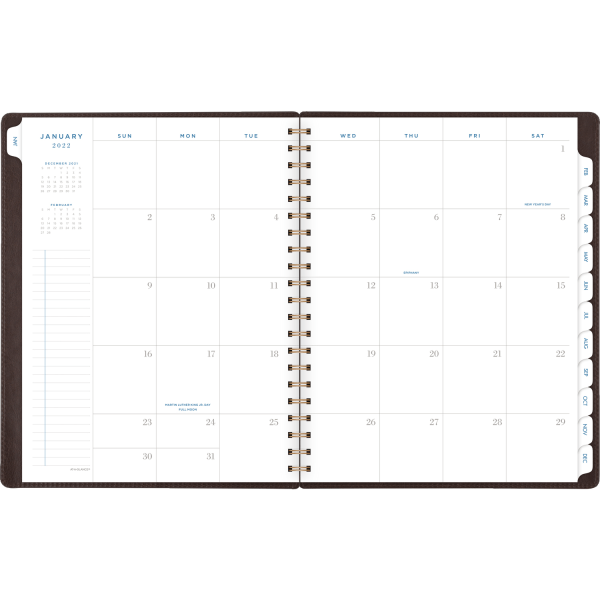 slide 3 of 4, At-A-Glance 13-Month Signature Collection Weekly/Monthly Planner, 8-1/2'' X 11'', Distressed Brown, January 2022 To January 2023, Yp90509, 1 ct