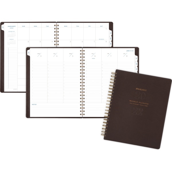 slide 2 of 4, At-A-Glance 13-Month Signature Collection Weekly/Monthly Planner, 8-1/2'' X 11'', Distressed Brown, January 2022 To January 2023, Yp90509, 1 ct