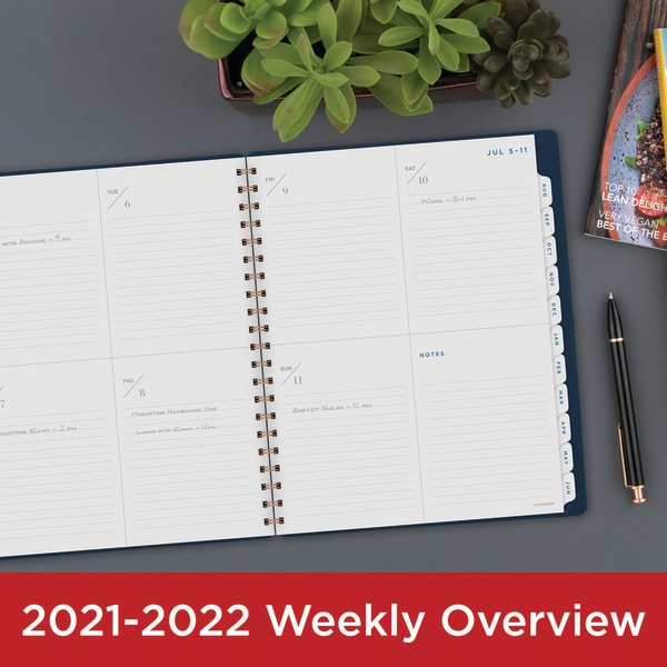 slide 8 of 8, At-A-Glance 13-Month Signature Collection Academic Weekly/Monthly Planner, 8-1/2'' X 11'', Navy, July 2021 To July 2022, Yp905A20, 1 ct