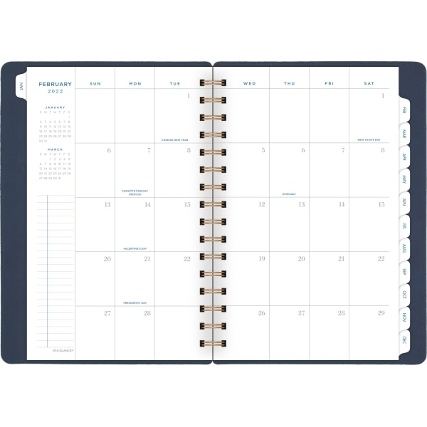 slide 3 of 4, At-A-Glance 13-Month Signature Collection Weekly/Monthly Planner, 5-1/2" X 8-1/2", Navy, January 2022 To January 2023, Yp20020, 1 ct