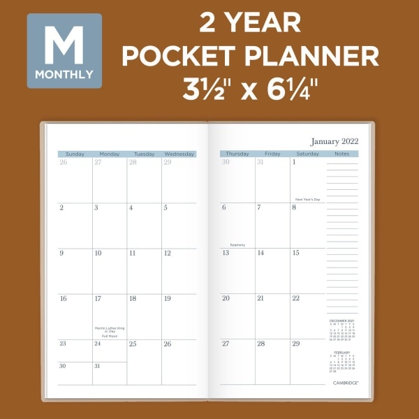 slide 6 of 9, Cambridge Santiago 2022-2023 Two Year Monthly Planner, Pocket, 3 1/2" x 6", 1 ct