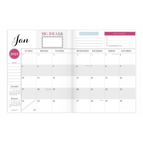 slide 2 of 3, See Jane Work For At-A-Glance Polka Dot Monthly Planner, 8-1/2'' X 11'', January To December 2021, Sj109-091, 1 ct