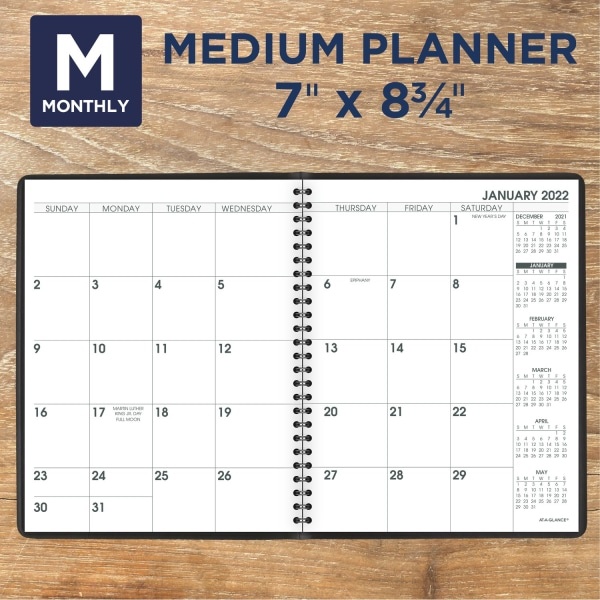 slide 8 of 8, At-A-Glance Large Print Monthly Planner, 7" X 8-3/4", Black, January To December 2022, 70Lp0905, 1 ct