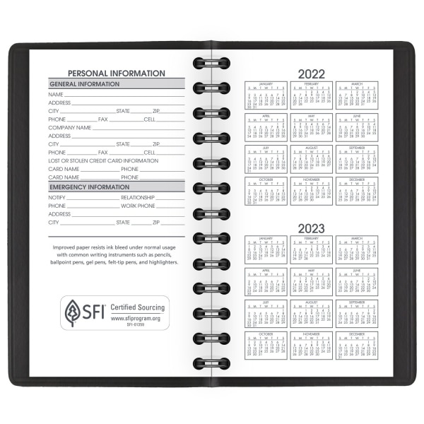 slide 2 of 8, At-A-Glance Weekly Planner, 2-1/2" X 4-1/2", Black, January To December 2022, 7003505, 1 ct