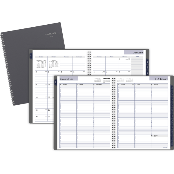 At a glance dayminder weekly monthly planner 8 1 2 x 11 gray