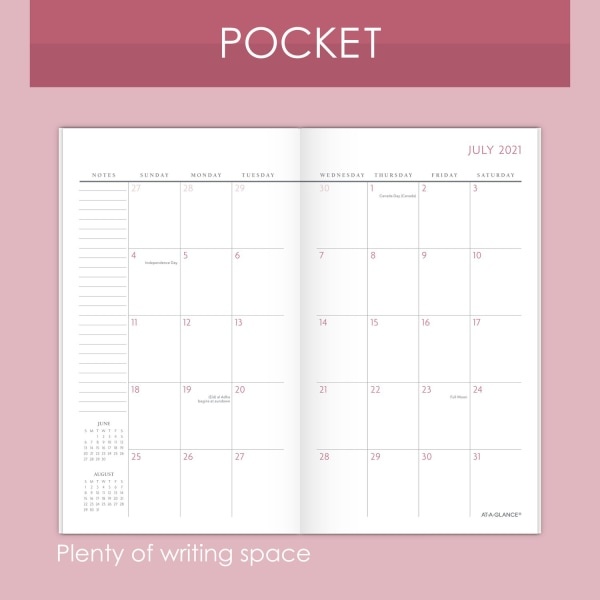 slide 5 of 7, At-A-Glance 2-Year Badge Floral Academic Monthly Planner, 3-1/2'' X 6'', Multicolor, July 2021 To June 2023, 1535F-021A, 1 ct