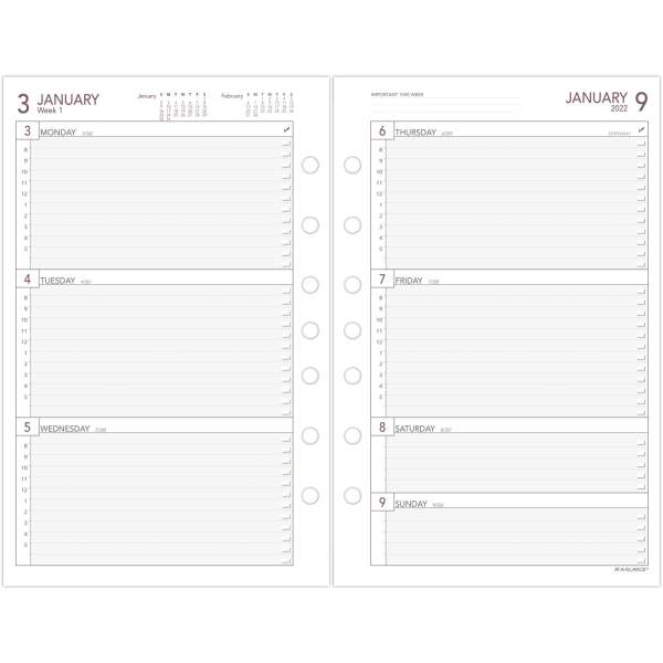 slide 2 of 10, At-A-Glance Weekly/Monthly Planner Refill, Desk Size 4, 5-1/2'' X 8-1/2'', January To December 2022, 061-285Y, 1 ct