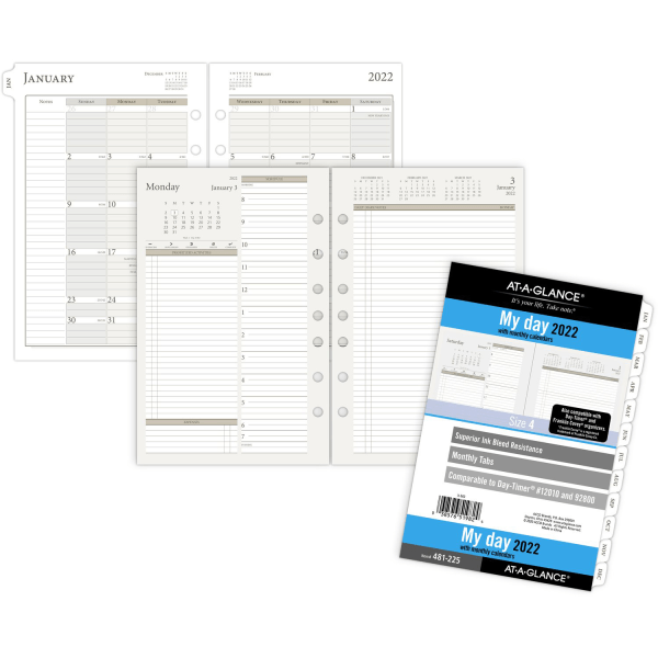 slide 4 of 9, At-A-Glance Daily/Monthly Planner Refill, Desk Size, 5-1/2'' X 8-1/2'', January To December 2022, 481-225, 1 ct