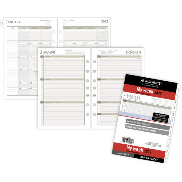 slide 8 of 9, At-A-Glance Weekly/Monthly Planner Refill, Desk Size 4, 5-1/2'' X 8-1/2'', January To December 2022, 481-285Y, 1 ct