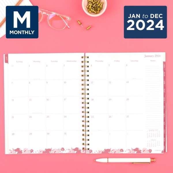 slide 8 of 8, Cambridge Thicket Weekly/Monthly Planner, 8-1/2'' X 11'', Multicolor Floral, January To December 2024, 1681-905, 1 ct