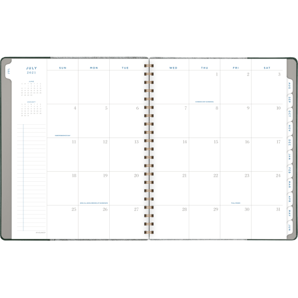 slide 6 of 10, At-A-Glance 13-Month Signature Collection Academic Weekly/Monthly Planner, 8-1/2'' X 11'', Gray/Green, July 2021 To July 2022, Yp905A25, 1 ct