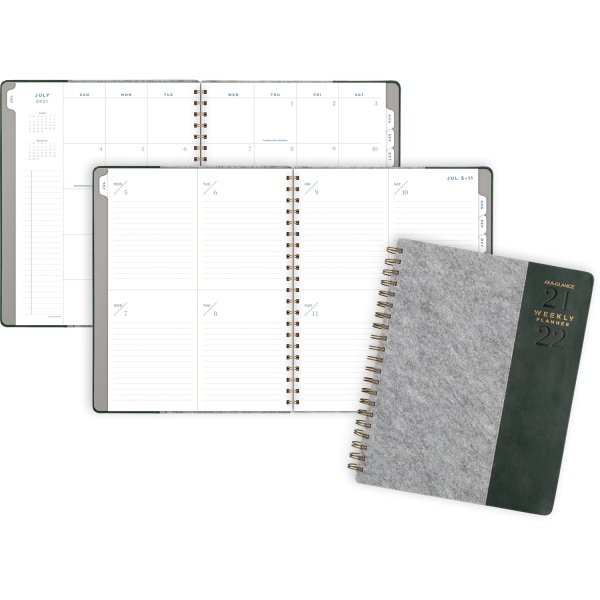 slide 4 of 10, At-A-Glance 13-Month Signature Collection Academic Weekly/Monthly Planner, 8-1/2'' X 11'', Gray/Green, July 2021 To July 2022, Yp905A25, 1 ct