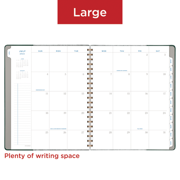 slide 7 of 10, At-A-Glance 13-Month Signature Collection Academic Weekly/Monthly Planner, 8-1/2'' X 11'', Gray/Green, July 2021 To July 2022, Yp905A25, 1 ct