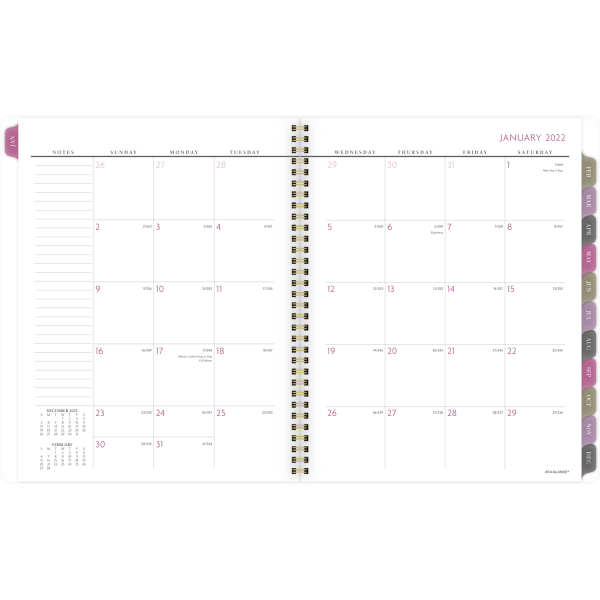 slide 4 of 4, AT-A-GLANCE BADGE Floral 2022 Weekly Monthly Planner, Large, 8 1/2" x 11", 11 in