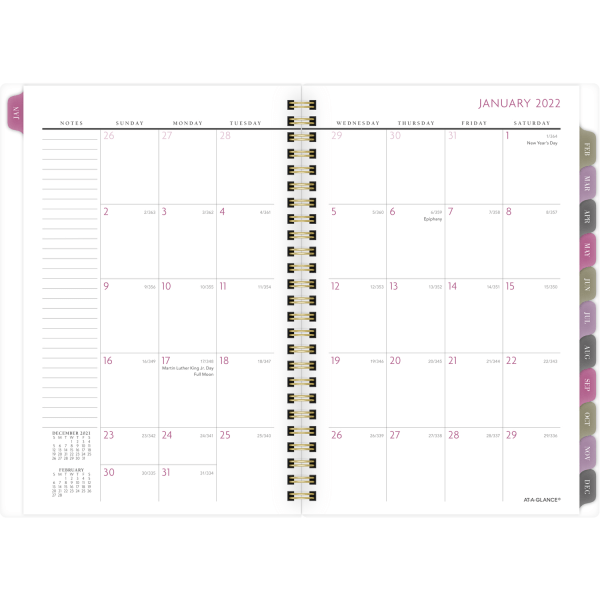 slide 2 of 4, At-A-Glance 13-Month Badge Weekly/Monthly Planner, 8-1/2'' X 5-1/2'', Floral, January 2022 To January 2023, 1565F-200, 1 ct