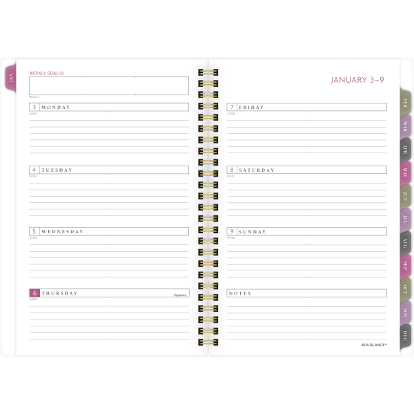 slide 4 of 4, At-A-Glance 13-Month Badge Weekly/Monthly Planner, 8-1/2'' X 5-1/2'', Floral, January 2022 To January 2023, 1565F-200, 1 ct