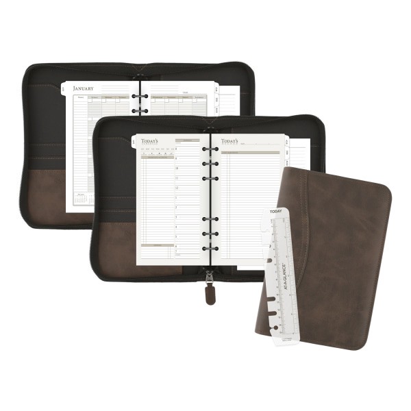 slide 8 of 10, At-A-Glance Simulated Leather Starter Set With Daily/Weekly Planning Pages, Distressed Brown, 1 ct