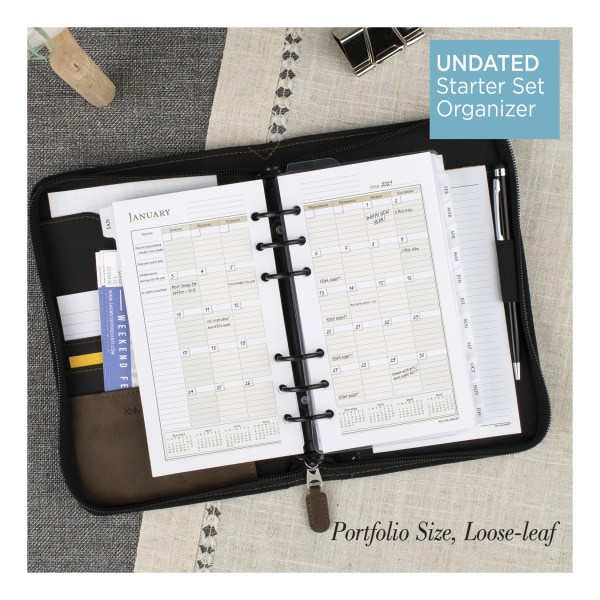 slide 10 of 10, At-A-Glance Simulated Leather Starter Set With Daily/Weekly Planning Pages, Distressed Brown, 1 ct