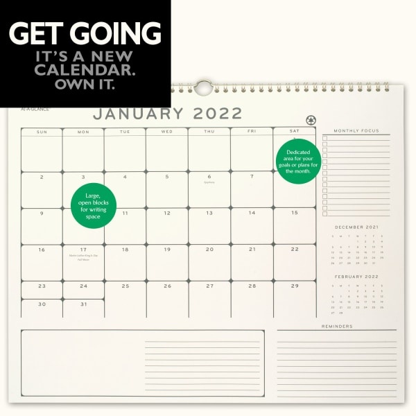 slide 6 of 7, At-A-Glance 2022 Elevation Eco Monthly Wall Calendar, Medium, 12" X 15", 12 in