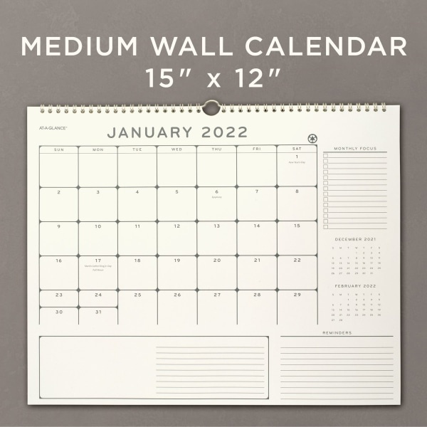 slide 2 of 7, At-A-Glance 2022 Elevation Eco Monthly Wall Calendar, Medium, 12" X 15", 12 in