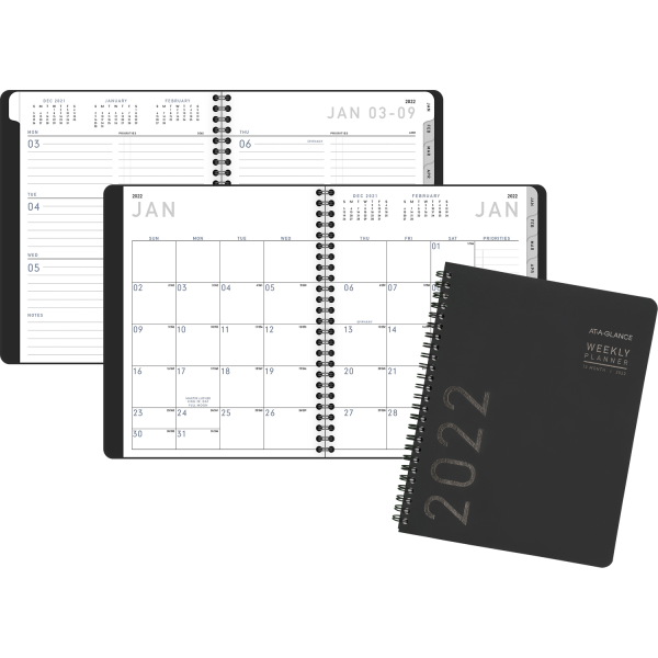 slide 2 of 4, At-A-Glance Contemporary Lite Weekly/Monthly Planner, 7'' X 8-3/4'', Black, January To December 2022, 7054Xl05, 1 ct