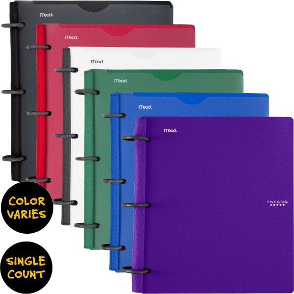 slide 4 of 9, Five Star Flex Hybrid Notebinder With Customizable Cover, 1'' Rings, Black, 1 ct