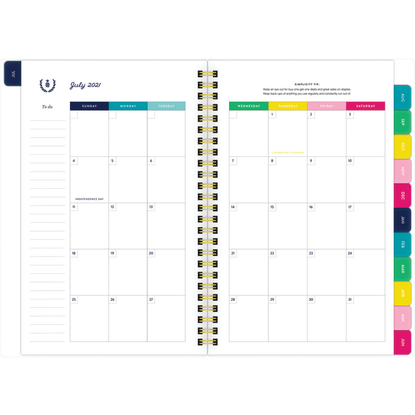 slide 5 of 8, At-A-Glance Simplified By Emily Ley Academic Weekly/Monthly Planner, 8-1/2'' X 5-1/2'', Thin Happy Stripe, July 2021 To June 2022, El60-200A, 1 ct